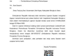 Ombudsman Bengkulu Respons Laporan Warga Tanjung Sari Soal Dugaan Korupsi Kebun Kas Desa Tanjung Sari