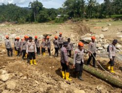 Pemulihan Akses Warga, Brimob Jambi Bangun Jembatan Darurat Antar Desa Kampung Tengah Timur dan Padang Landua