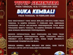 Layanan SIM Polres Rejang Lebong Tutup Sementara Saat Libur Imlek 2577 Kongzili, Buka Kembali 18 Februari 2026