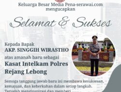 Selamat & Sukses! AKP Singgih Wirastho Resmi Jabat Kasat Intelkam Polres Rejang Lebong