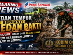 Medan Tempur Berganti Medan Bakti, 50 Prajurit Kodim 0409 Rejang Lebong Turun Bersihkan Lumpur Banjir di Lebong
