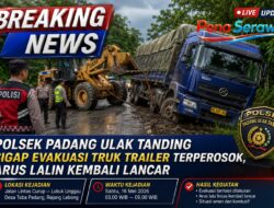 Polsek Padang Ulak Tanding Sigap Evakuasi Truk Trailer Terperosok, Arus Lalin Kembali Lancar