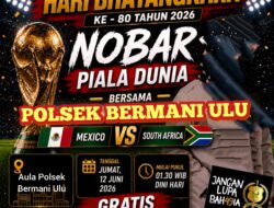 Polsek Bermani Ulu Gelar Nobar Piala Dunia 2026 Bersama Warga, Semarakkan HUT Bhayangkara ke-80