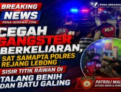 Cegah Gangster Berkeliaran, Sat Samapta Polres Rejang Lebong Sisir Titik Rawan di Talang Benih dan Batu Galing
