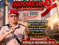Kapolsek Selupu Rejang Bersama Staf dan Bhayangkari Sampaikan Ucapan HUT RI ke-81, Dorong Rejang Lebong Aman dan Kondusif